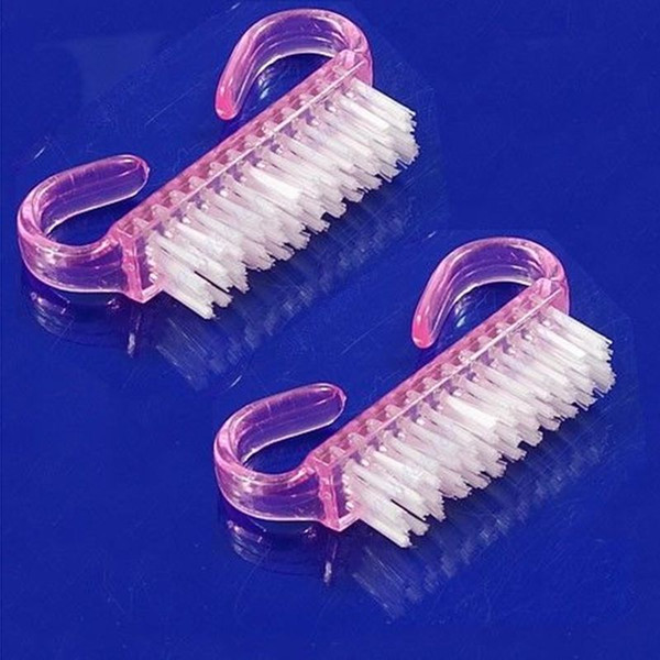 2Pcs Nail Art Plastic Cleaning Brush Finger Nail Care Dust Clean Handle Scrubbing Brush Tool File Manicure Pedicure FreeShipping