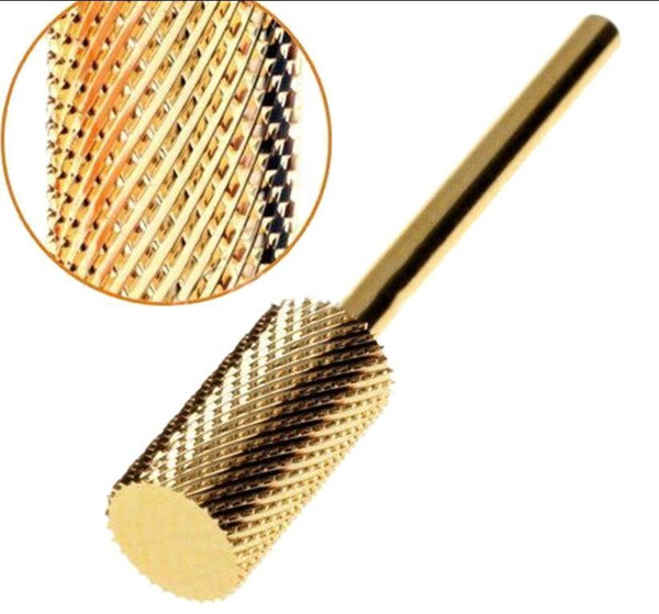 Cylinder Bit Electric Gold Carbide Nail File Drill Bit for Nail Art Grinding head Nail Tool