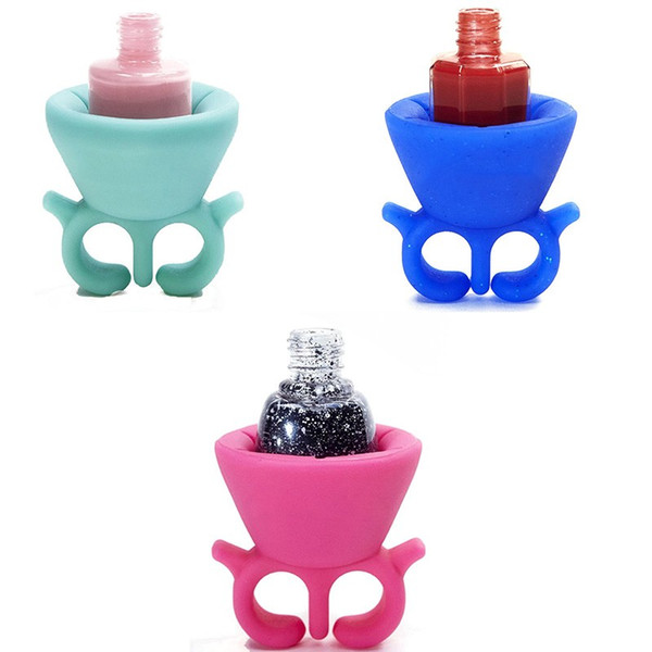 2016 New Arrival Hot Soft Silicone Finger Wearable Nail Polish Bottle Holder Creative Nail Beauty Tool Stand For Manicure Tools