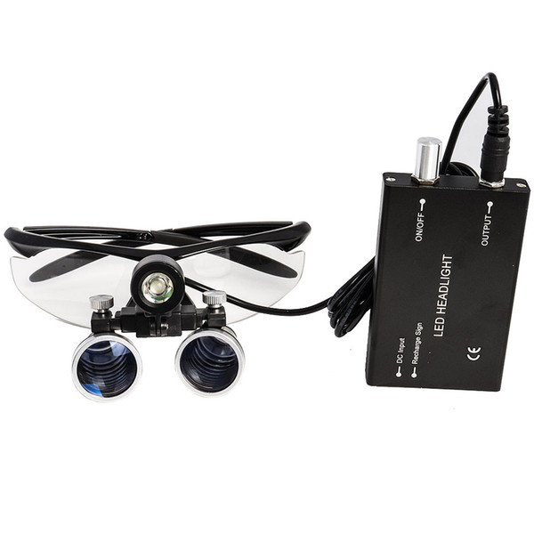 Dental Loupe Dental Lab Medical Loupe Dental Magnifier 2.5X w/ Headlight Headlamp 3W