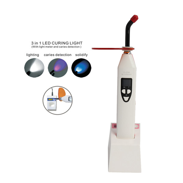 Dental LED Curing Light Cure Light Cure Lamp with Light Meter Caries Detection (Pink)