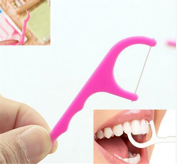 25pcs/Bag Plastic Dental Toothpick Cotton Floss Toothpick Stick For Oral Health Table Kitchen Bar Accessories Tool Opp Bag Pack