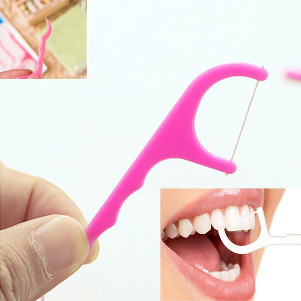25pcs/Bag Plastic Dental Toothpick Cotton Floss Toothpick Stick For Oral Health Table Kitchen Bar Accessories Tool Opp Bag Pack