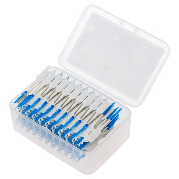 Double Floss Head Hygiene Dental Silicone Interdental Brush Toothpick 120pcs/Lots/Box