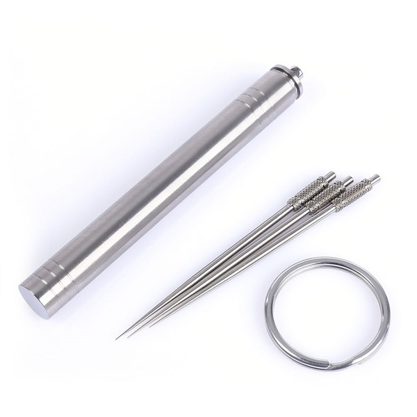 Pocket portable stainless steel toothpick cylinder, high-grade metal toothpick box 3 teethpicks 1 box Mulifunctional dental floss Pick