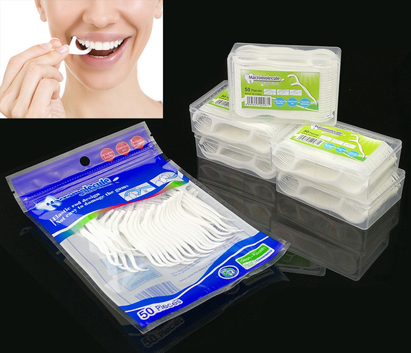 Best selling Food grade Macromolecule floss 50piece/lot universal oral care toothpick stick tool Global Free Shipping