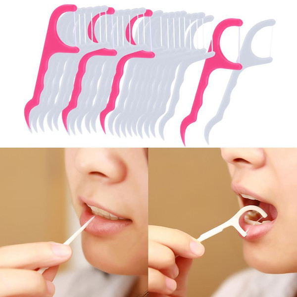 25pcs/1 pack Dental Floss Picks 2 in 1 Toothpick Teeth Cleaning Oral Care Hot Selling