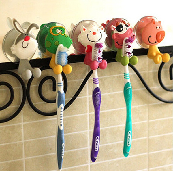 Animal Silicone Toothbrush Holder Family Set Wall Bathroom Hanger Suction