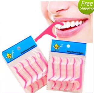 Wholesale - Flossing Dental floss/50 pcs Dental Floss Flosser Unique Teeth Toothpicks Stick Oral Care Tooth Clean