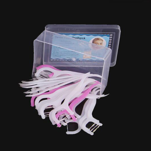 30pcs Per Box Dental Floss Toothpicks Interdental Brush for Dental Cleaning, Pink and White Mixed in a Box