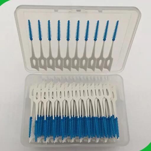 Silicone Soft Inter Dental Brushes Customized Packaging 40pcs Pack Soft Interdental Brush Toothpick Ultra Clean Oral Care Dental Floss