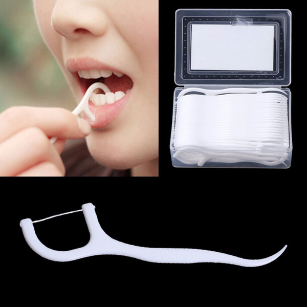 50pcs Dental Floss Flosser Picks Teeth Toothpicks Stick Tooth Clean Oral Care 7.5cm free shipping