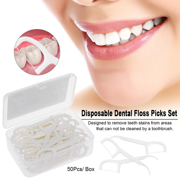 50pcs Box Toothpick Oral Care Tooth Clean Teeth Stick Dental Floss Flosser Picks