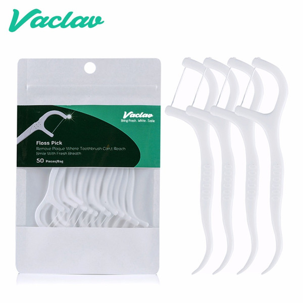 Vaclac 100Pcs 50Pc Dental Floss Pick Toothpick Interdental Brush Cleaner Tooth Pick Stick Floss Dental Oral Care Tooth Whitening C18112601