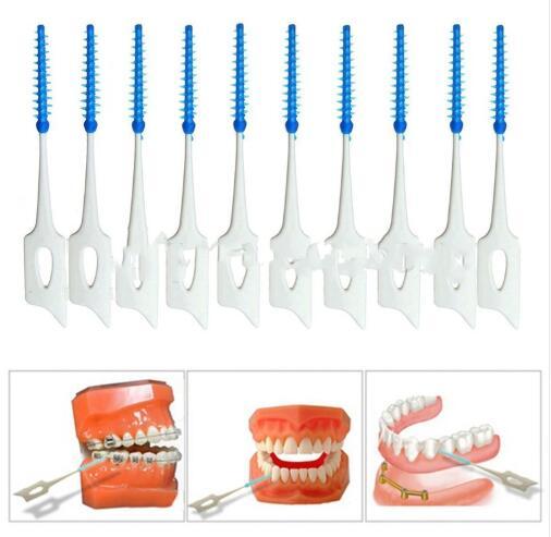 40pcs Interdental Brush Tooth Dental Brush Picks Orthodontic Oral Care Hygiene Dental Floss Cleaning Tool (Blue)