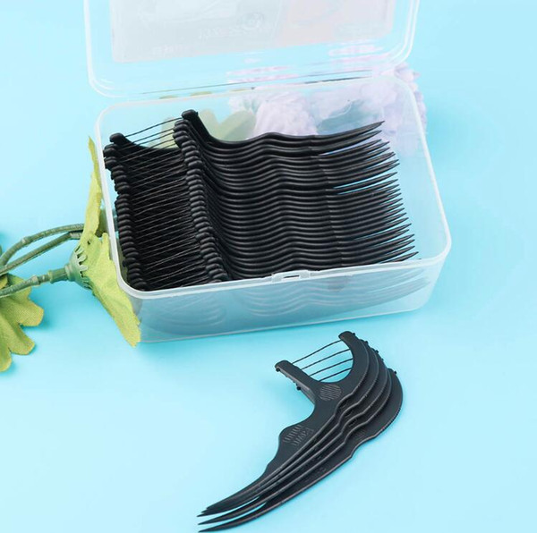 50 PCS Bamboo Charcoal Interdental Brush Teeth Stick Tooth Picks Dental Floss Oral Hygiene Teeth Clean Stick Toothpicks