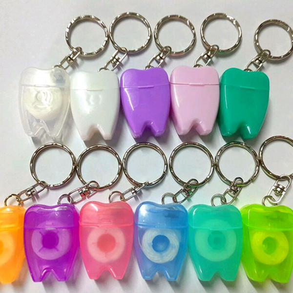 Color Random 15 M Dental Floss for Teeth Cleaning Oral Care Kit Dental Hygiene Mint Fragrance Portable teeth keychain 20pcs