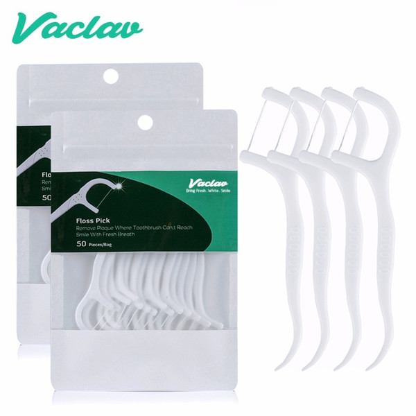 Vaclav 100 50Pcs Dental Floss Pick Toothpick Interdental Brush Cleaner Tooth Pick Flosser Dental Wire Oral Care Teeth Whitening C18122801