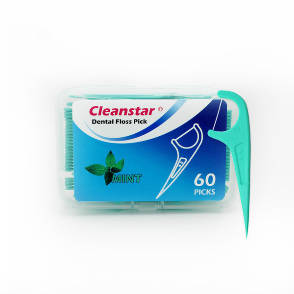 60pcs/Set Mint Flavored Dental Floss Teeth Stick Tooth Pick Interdental Brush Teeth Clean Toothpick Flosser with Box