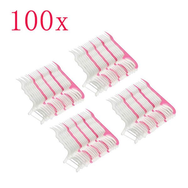 High Quality 100pcs Dental Floss Interdental Brush Teeth Stick Toothpicks Floss Pick Plastic Tooth Picks C18112601