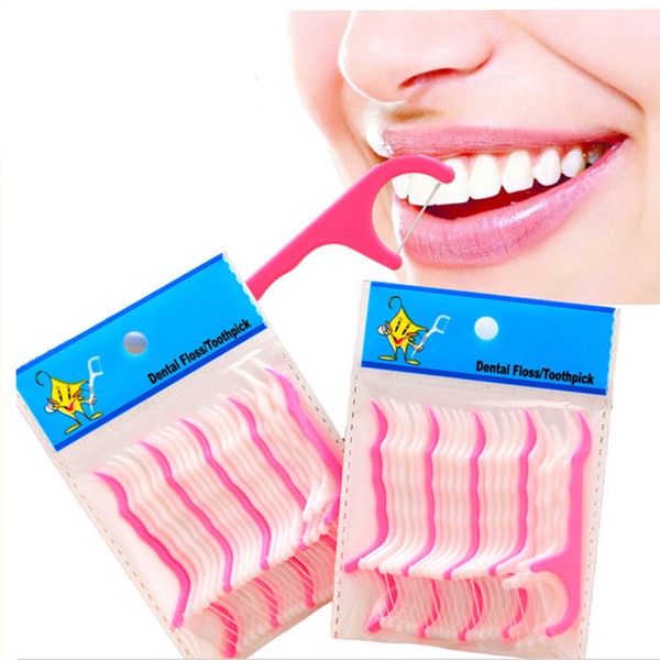 Hot 200pcs/lot Dental Flosser Interdental Brush Clean Teeth Stick Plastic Toothpicks Floss Pick Oral Hygiene Tooth Dental Floss C18112601