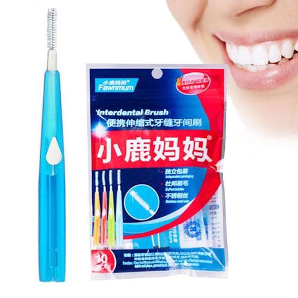 10Pcs/Box/set Push-Pull Interdental Brush Soft Dental Floss Toothbrush Orthodontic Brush Oral Care Toothpick 0.7 0.8 1.0 1.2mm Z3