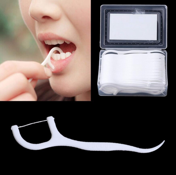 Macromolecule Dental Floss Pick Flosser Teeth Toothpicks Teeth Clean Care Floss Thread Oral Floss Plastic Tooth Picks Disposable 50pcs/set