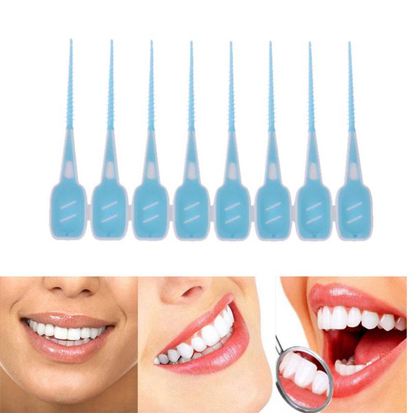 16pcs/Set Soft Silicone Dental Floss Interdental Brush Disposable Teeth Stick Toothpicks Floss Tooth Pick Oral Care Brush