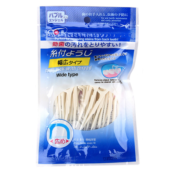 50pcs/pack Dental Flosser Interdental Brush Teeth Stick Toothpicks Floss Plastic Tooth Picks Nylon Wire Oral Care Tools