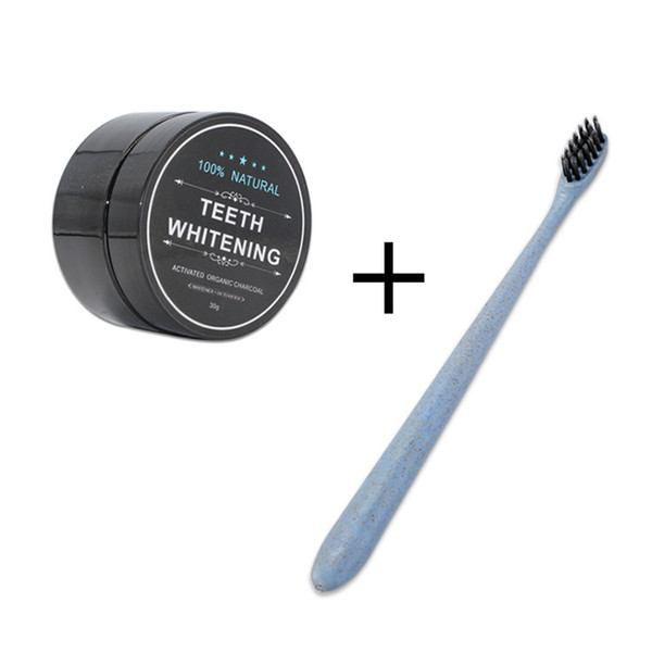 Coconut Charcoal Teeth Whitening Powder and Wheat Toothbrush Set Activated Bamboo Charcoal Teeth Whitening Kit Brighten Gentle Whiten Teeth