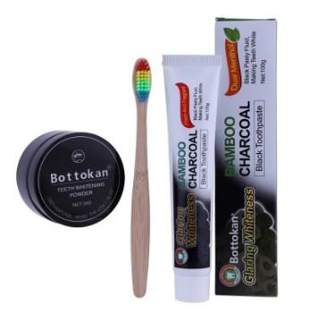 30g natural teeth Whitening blackBamboo Charcoal powder toothbrush 100g toothpaste set Remove Smoke Tea Coffee Yellow Stains