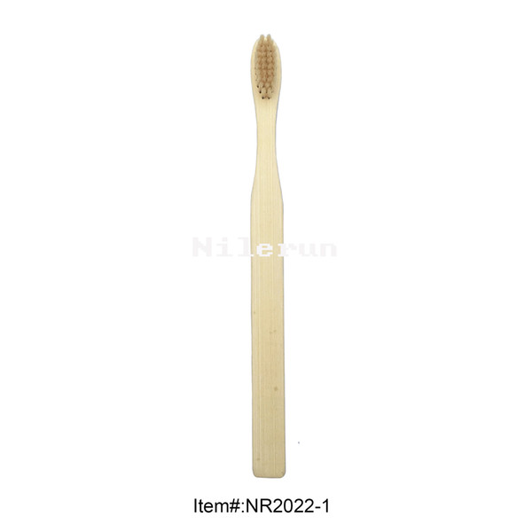 Hotel wash supplies soft bristles wide flat natural bamboo handle disposable eco-friendly toothbrush