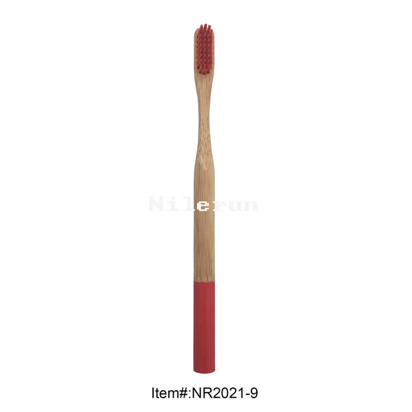 Fashionable women's hot red soft bristles round hot red painting bamboo toothbrush