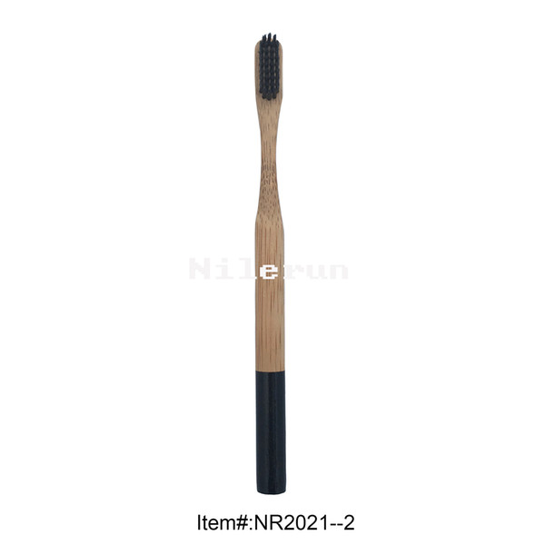 Fashion black charcoal soft bristles round eco-friendly bamboo toothbrush