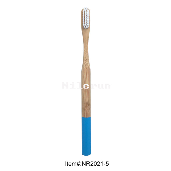 Daily ife household necessities romantic couple set men's white soft bristles round blue painted bamboo handle toothbrush