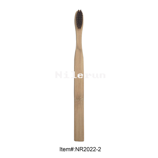 Black soft bristles wide flat bamboo handle adult toothbrush in stock