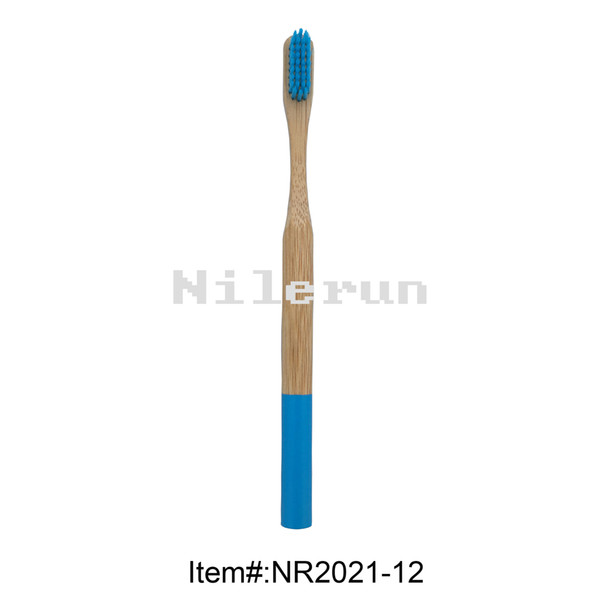 Fashionable romantic couple set men's blue soft bristles round blue painted healthy environmental protection bamboo handle toothbrush