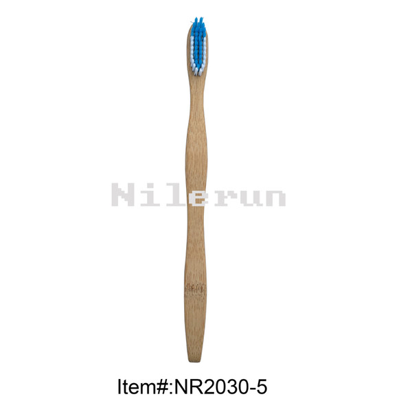 Environmental protection biodegradable waved bamboo handle toothbrush