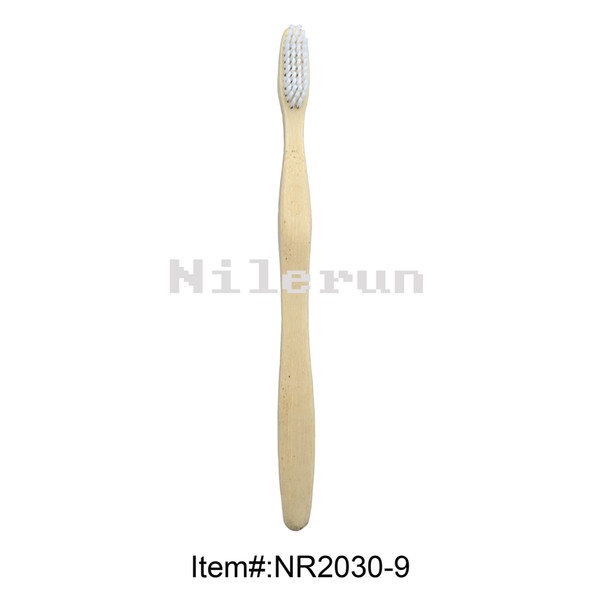 White bristles waved natural bamboo toothbrush