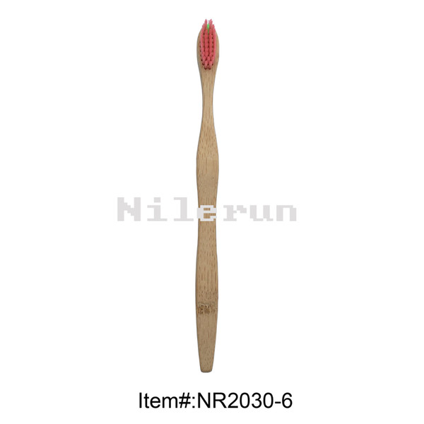 Red bristles environmental protection biodegradable wavy bamboo handle toothbrush