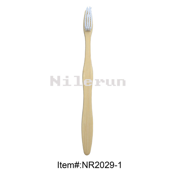 White soft bristles wavy bamboo toothbrush