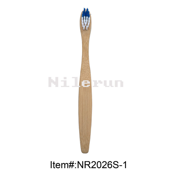 Healthy eco-friendly boys Children's blue white soft bristles bamboo toothbrush