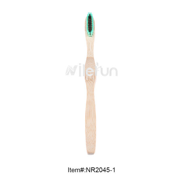 Wavy bamboo wood toothbrush