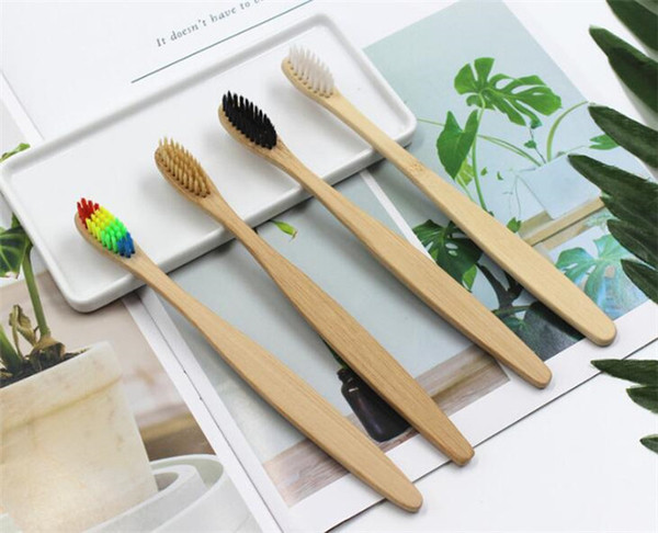 Wood Rainbow Toothbrush Bamboo Environmentally ToothBrush Bamboo Fibre Wooden Handle Tooth brush Whitening Rainbow X112