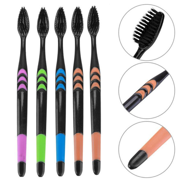 5pcs/pack Dental Personal Oral Care Teeth Brush Soft Toothbrush Bamboo Charcoal Nano Brush Tooth Brush Black Heads For Teeth