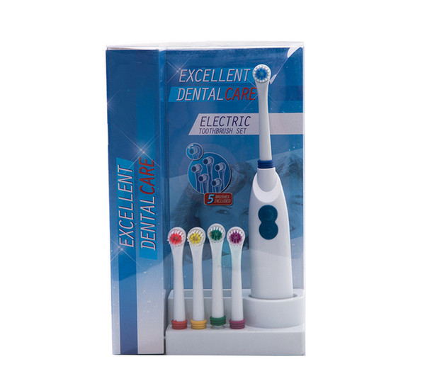 DHL-Electric Toothbrush Waterproof Rotating To Send Four Toothbrush Head PVC Packaging White Oral Hygiene Toothbrush Set