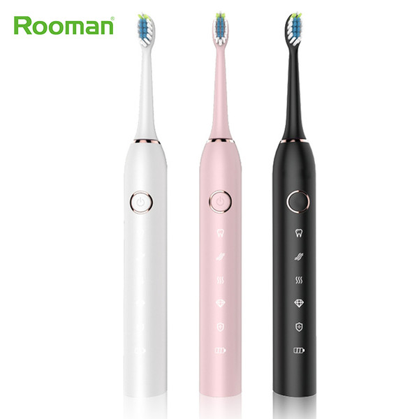 On Sale 5 modes Deep Cleaning Oral Care Electric Toothbrush Adults Usb Charging Waterproof Electric Toothbrush With Brush Heads