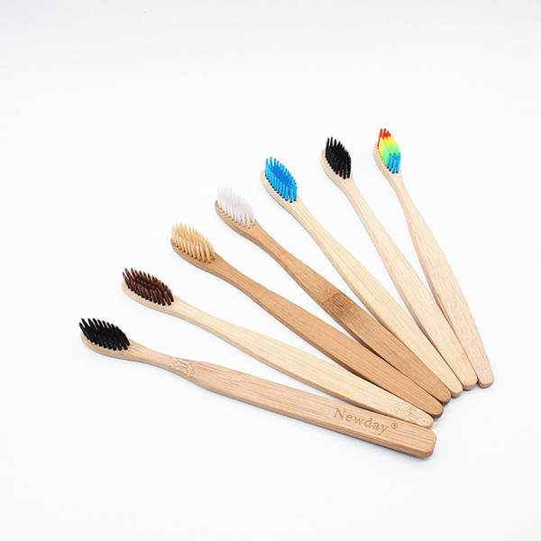 7 Colors Environmentally Wood Bamboo Toothbrush Wholesale Environment Wooden Rainbow Bamboo Toothbrush Oral Care Soft Bristle