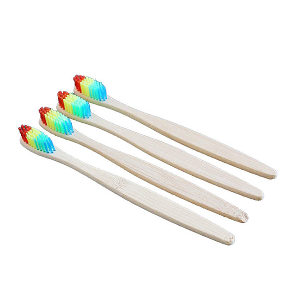 Colorful Head Bamboo Toothbrush Wholesale Environment Wooden Rainbow Bamboo Toothbrush Oral Care Soft Bristle 1 Piece Wholeesale 0610084