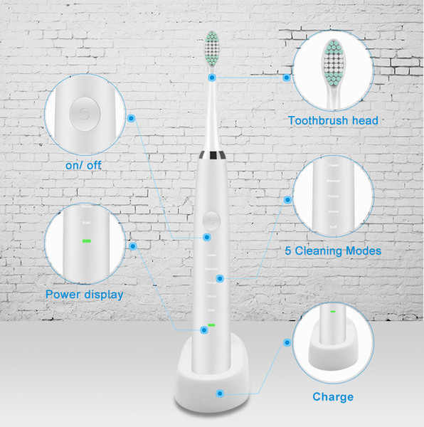 Ultrasonic Wireless Induction Electric Toothbrush For Adult Children 5 Cleaning Modes Usb Charging Soft Brush Gingival Nursing